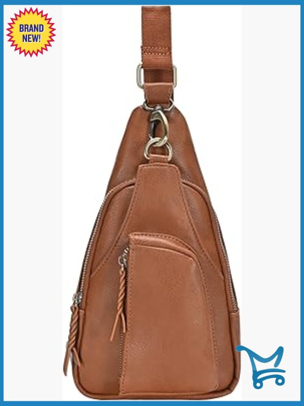 Vegan Leather Crossbody Sling Bag with Adjustable Strap for Women